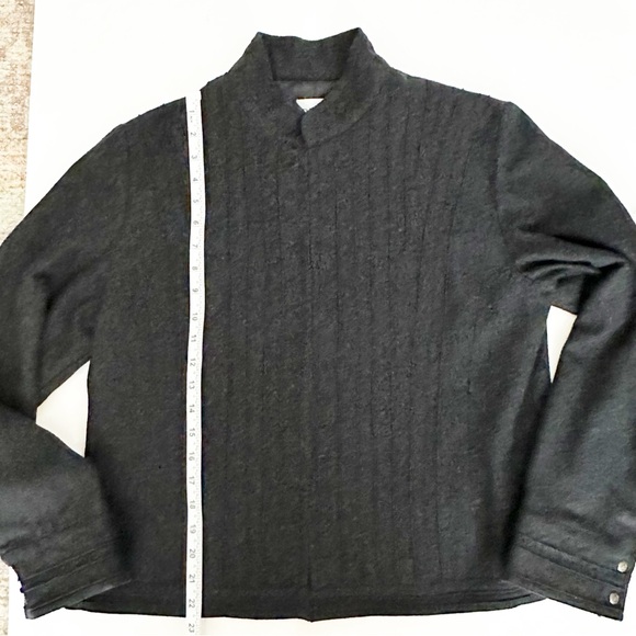 Chicos Womens Size 2 Large dark Grey Wool Jacket Embroidered Coat Recycled Wool - Picture 5 of 9